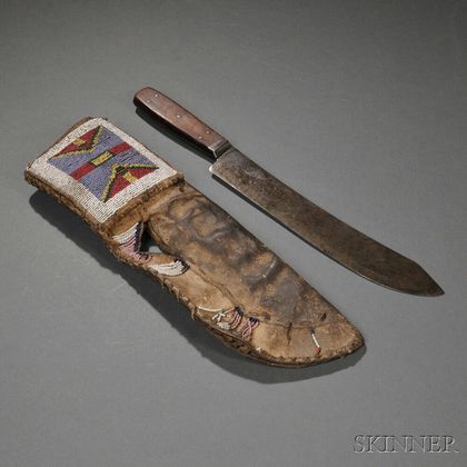 Large Blackfoot Buffalo Rawhide Knife Sheath Auction Number 2685B Lot