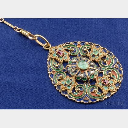 Sold At Auction Renaissance Revival 18kt Gold Enamel And Gem Set