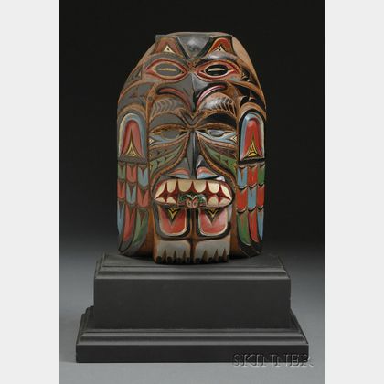 Sold At Auction Northwest Coast Polychrome Carved Wood Mask Auction