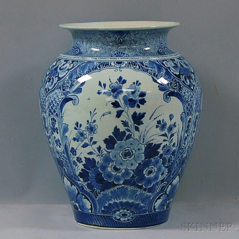 Large Blue and White Floraldecorated Delft Ceramic Vase Sale Number 2660M, Lot Number 1120