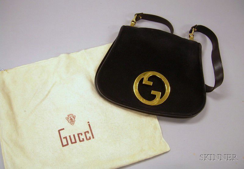 Sold at auction Vintage Gucci Blue Suede and Leather Shoulder Bag