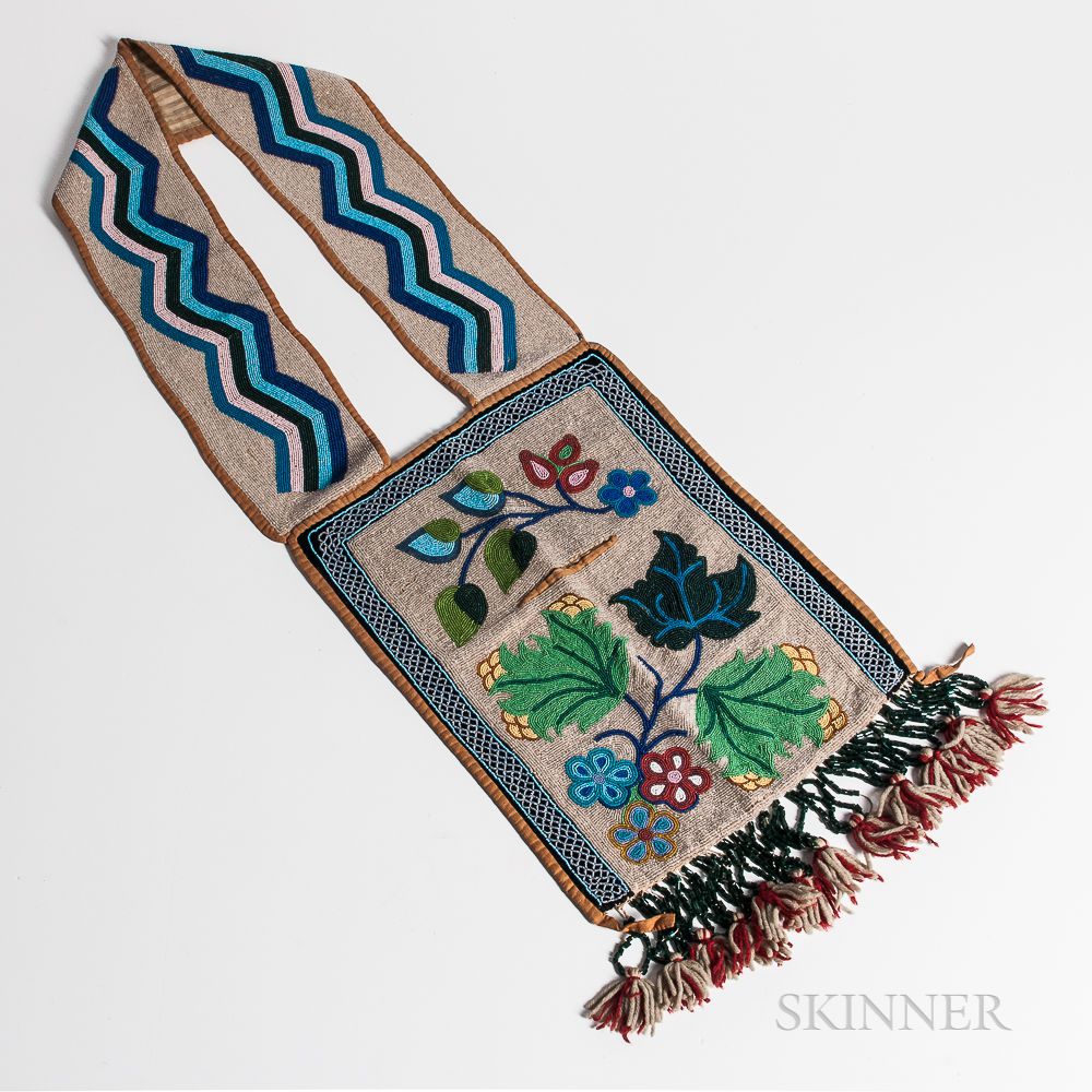 Sold at auction Ojibwe Beaded Cloth Bandolier Bag Auction Number 3415T Lot  Number 1334