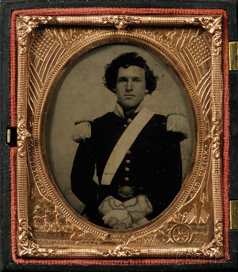 Civil War Sixth Plate  soldier in union zouave uniform-bayonet Tintype C2521RP 
