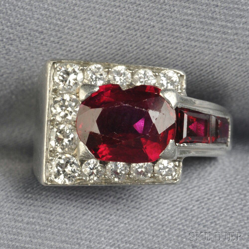 Sold at auction Art Deco Platinum, Ruby, and Diamond Ring, Marcus & Co ...