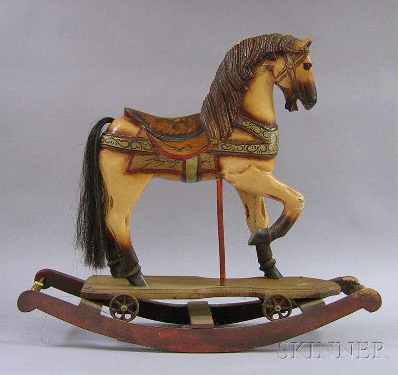 wooden riding rocking horse