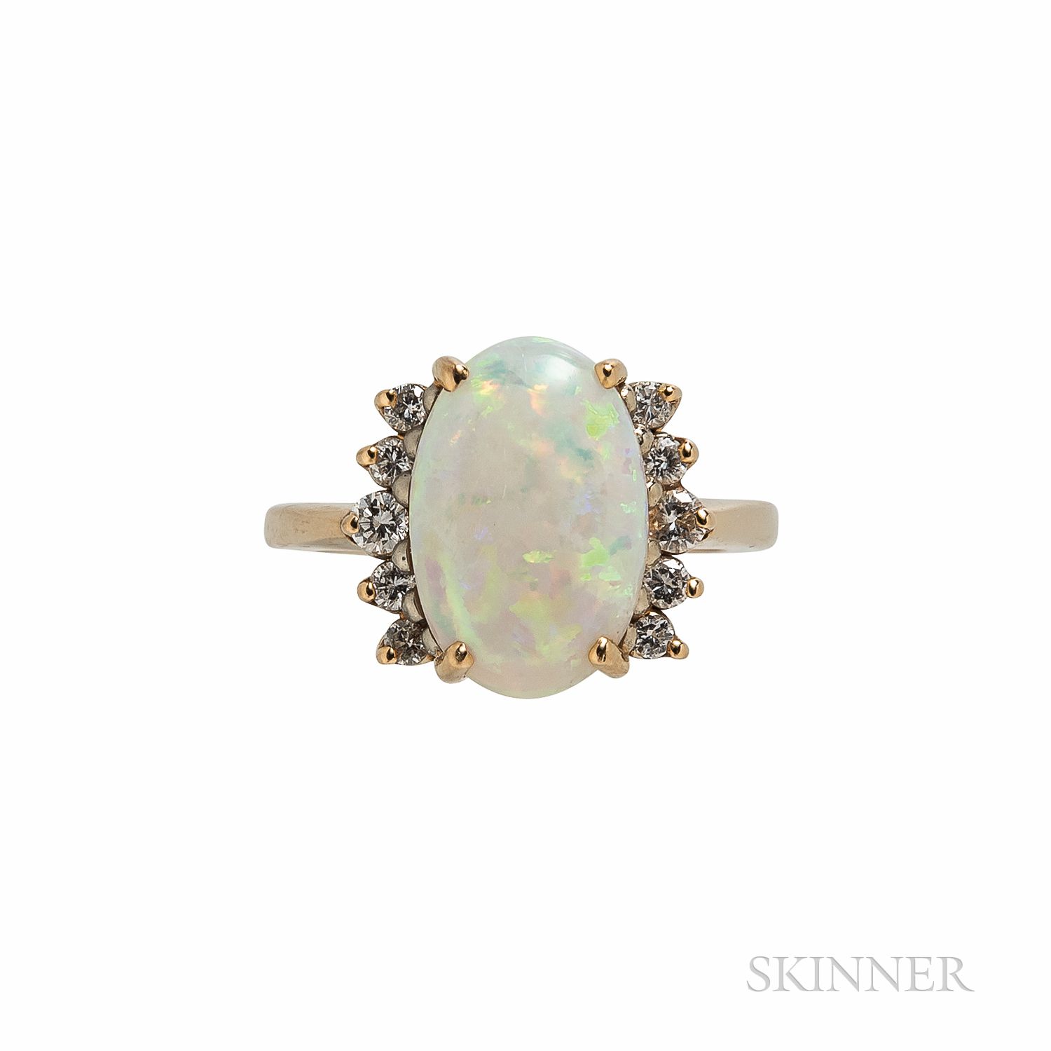 Sold at auction F&F Felger 14kt Gold, Opal, and Diamond Ring Auction ...