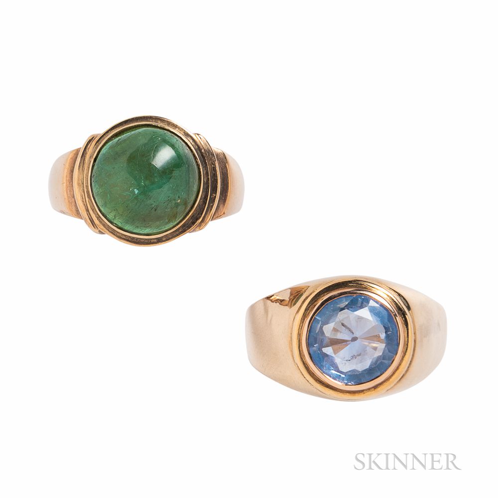 Sold At Auction Two Gold Gem set Rings Auction Number 3441T Lot Number 