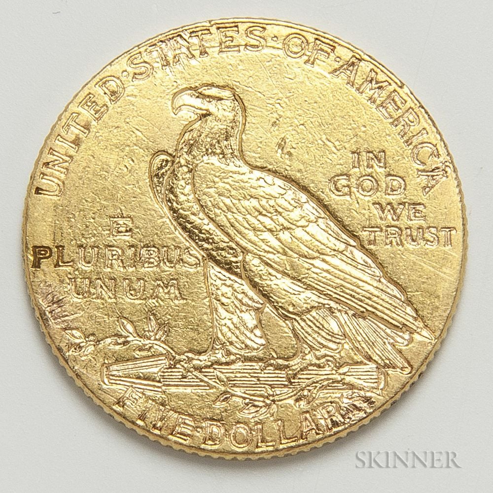 1915 $5 Indian Head Gold Coin 3074T, 1346 | Skinner Auctioneers