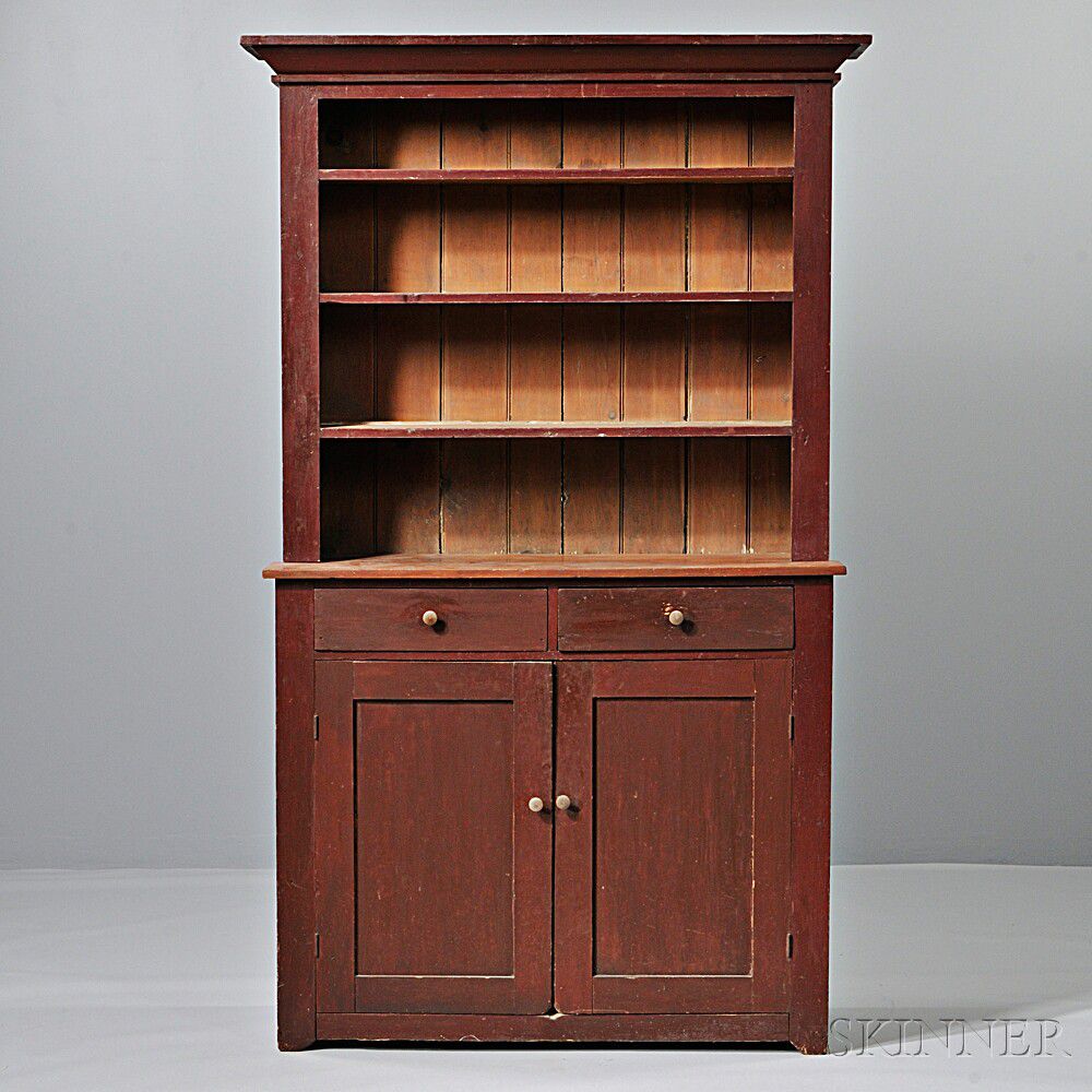 Red painted Pine Open  Step back Cupboard  Sale Number 2824T Lot 