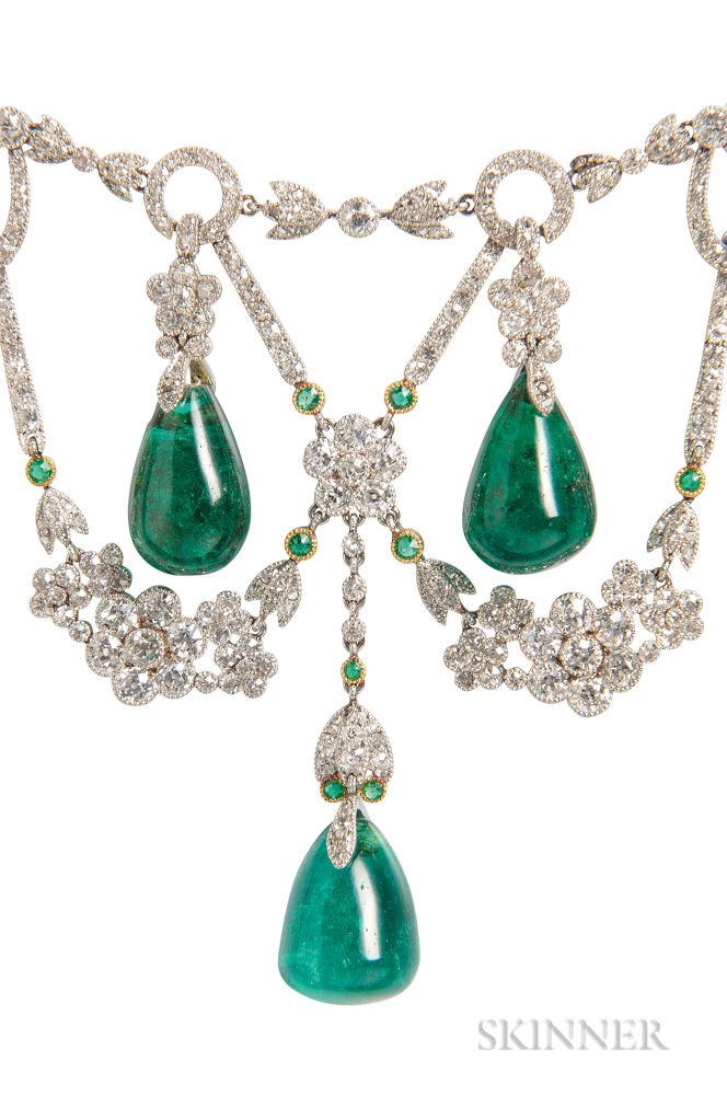 Sold at auction Platinum, Emerald, and Diamond Necklace Auction Number ...
