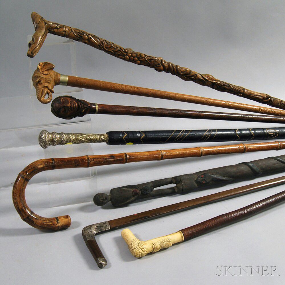 Sold At Auction Eight Mostly Carved Walking Sticks Auction Number 2736m 