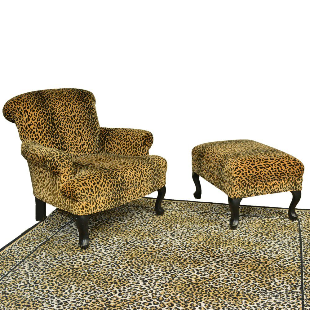 leopard chair and ottoman