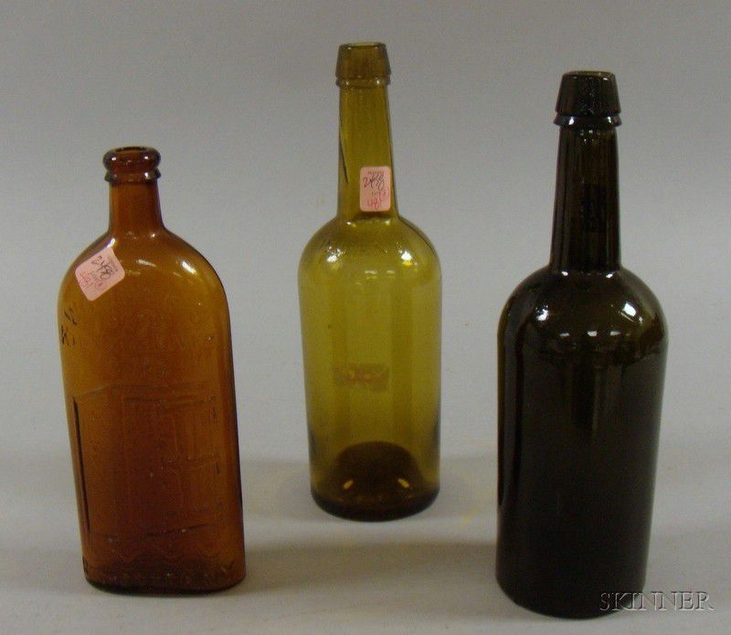 Sold at auction Three 19th Century Colored Molded Glass Bottles Auction ...