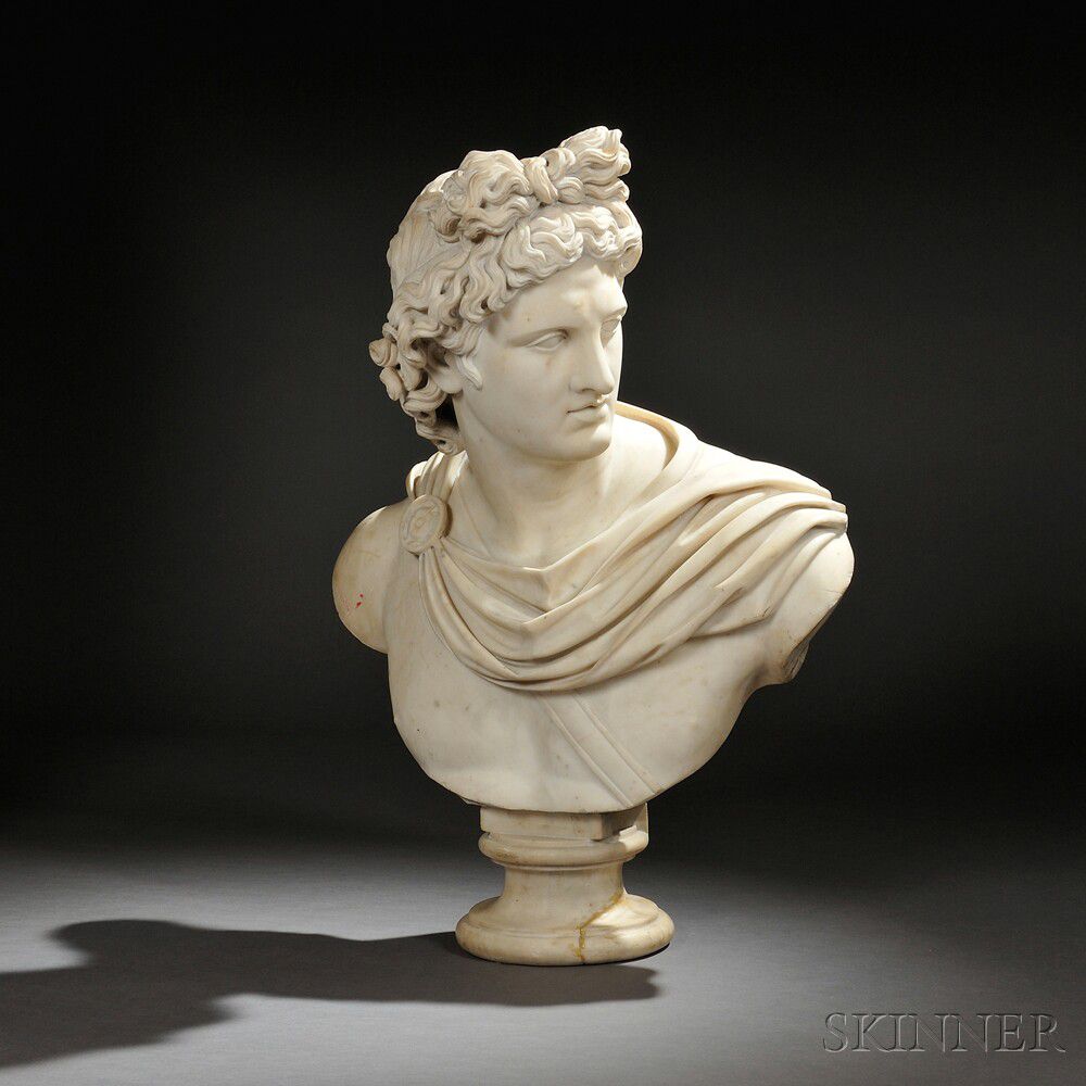 Sold at auction Italian School, 19th Century White Marble Bust of the Apollo  Belvedere Auction Number 2740B Lot Number 256