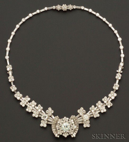 Sold at auction Platinum and Diamond Necklace, Marianne Ostier Auction ...