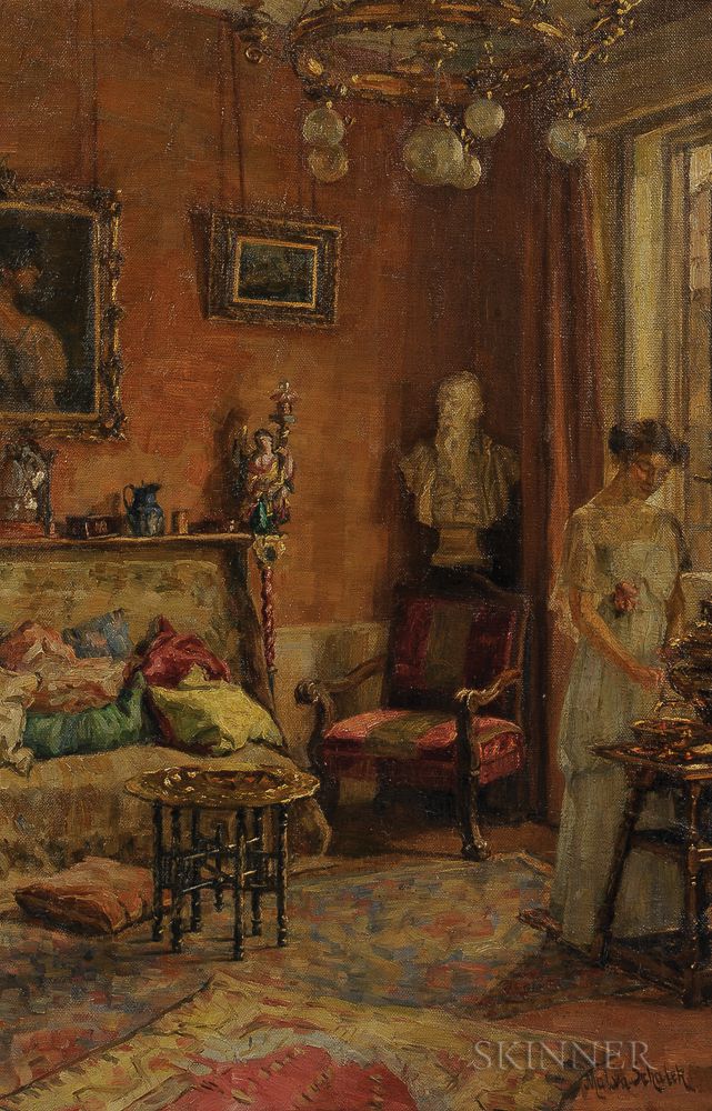 Sold at auction Malva Schalek (Czech, 1882-1944) Woman in an Interior ...