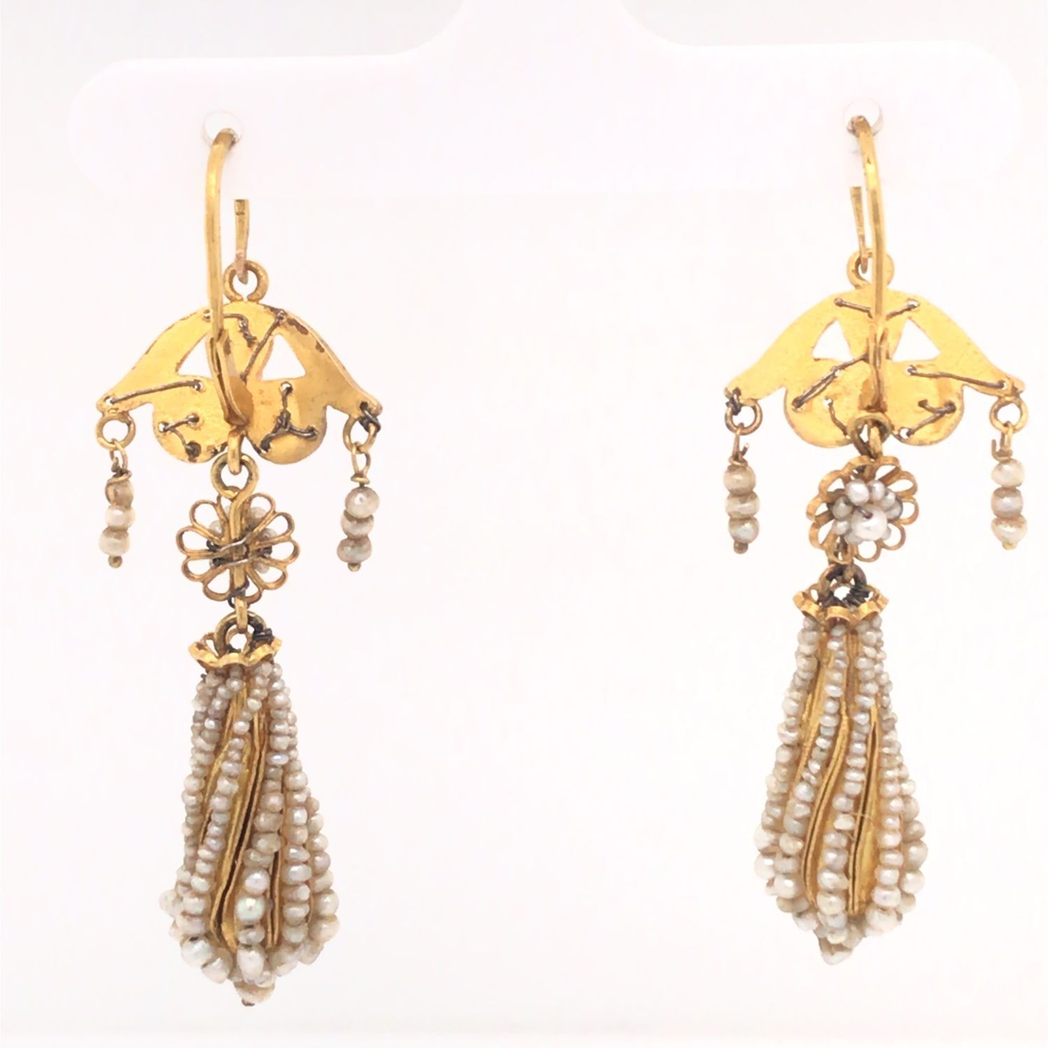 Sold at auction Antique Gold and Seed Pearl Earrings and Brooch Auction ...