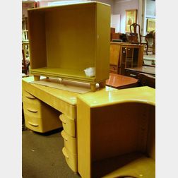 Heywood Wakefield Maple Kneehole Desk Bookcase And A Corner