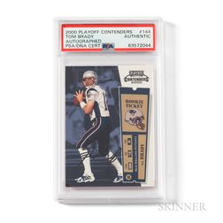 Sold at auction 2004 Playoff Absolute Memorabilia Tom Brady Signature  Material Game Used Jersey Card, #SM-9, #81 of 194 Auction Number 3870T Lot  Number 5