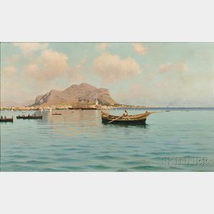 Francesco (Luigi) Lojacono (Italian, 1841-1915) Fisherman off the Coast of Palermo