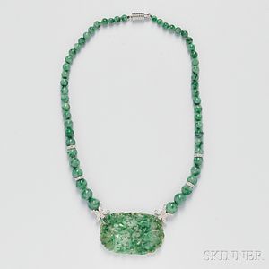 18kt White Gold and Jade Necklace
