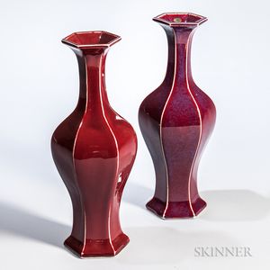 Pair of Hexagonal Baluster-shape Vases