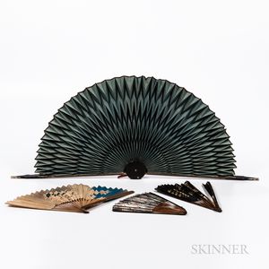 Four Painted Folding Hand Fans