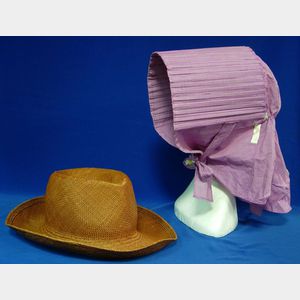 YSL Rive Gauche Straw Hat and an Elsa Schiaparelli Cotton Bonnet