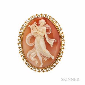 18kt Gold and Shell Cameo Pendant/Brooch