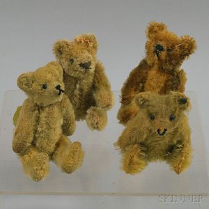 Four Miniature Mohair Teddy Bears