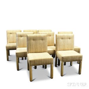 Set of Eight Contemporary Upholstered Dining Chairs