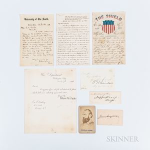 Davis, Jefferson (1808-1889),Sheridan, Philip (1831-1888),and Longstreet, James (1821-1904) Signed Cards, a Carte-de-visite of Stonew