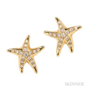 18kt Gold and Diamond Starfish Earrings, Tiffany & Co.