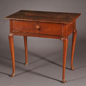 Queen Anne Maple and Pine Side Table with Drawer