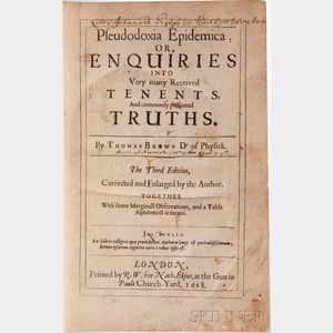 Browne, Sir Thomas (1605-1682) Pseudodoxia Epidemica.