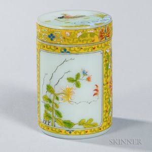 Enameled Peking Glass Covered Jar