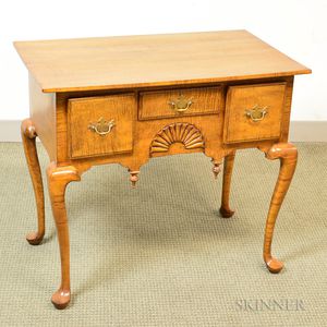 Bench-made Queen Anne-style Carved Tiger Maple Dressing Chest