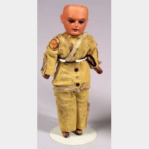 Brown German Bisque Socket Head American Indian Boy Doll