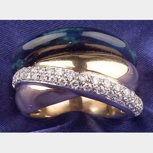 18kt Bicolor Gold, Enamel and Diamond Ring, La Nouvelle Bague
