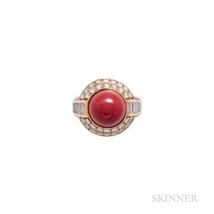 Tiffany & Co. 18kt Gold, Coral, and Diamond Ring