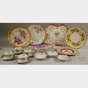 Six Assorted Transfer and Hand-painted Porcelain Trays and Platters, and a Small Set of Schumann Gilt and Hand-painted Forget-me-not...