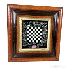 Small Framed Reverse-painted Patriotic Checkerboard