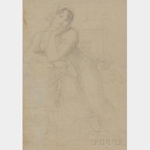 Continental School, 19th Century Sketch of a Seated Woman