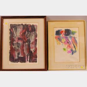 Gerson August Leiber (American, b. 1921) Two Framed Lithographs: Spring Nude