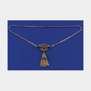 Victorian 14kt Gold and Gem-set Pendant Necklace