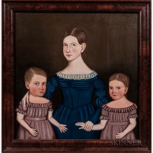 American School, Mid-19th Century Triple Portrait of Mary Jane, George Augustus, and Adeline Augusta Booth
