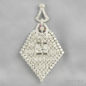 Art Deco Platinum and Diamond Pendant