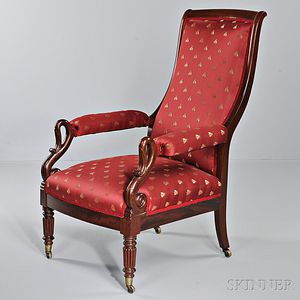 Classical Upholstered Mahogany Armchair