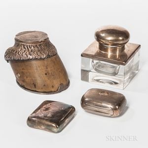 Four Silver or Silver-mounted Desk Items