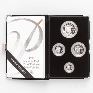 Cased 1998 American Platinum Eagle Four-coin Proof Set. 